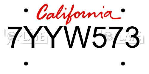 7YYW573 California License Plate