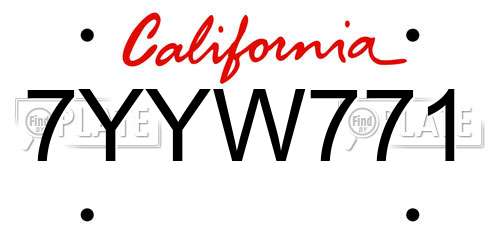 7YYW771 California License Plate
