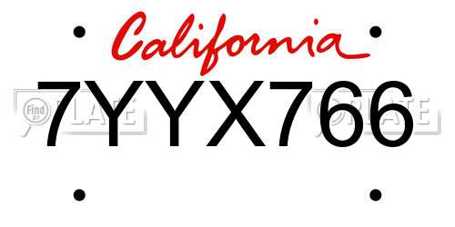 7YYX766 California License Plate