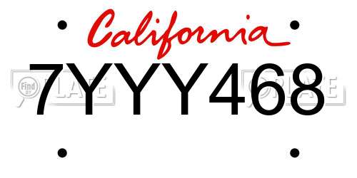 7YYY468 California License Plate