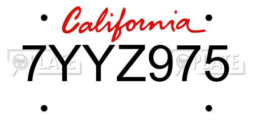 7YYZ975 California License Plate