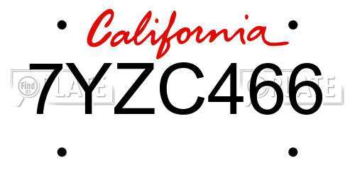 7YZC466 California License Plate