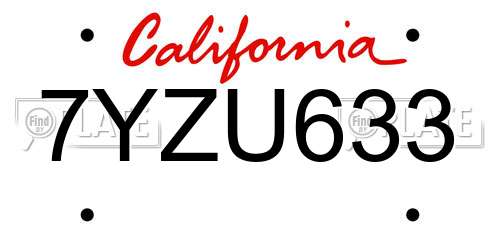 7YZU633 California License Plate