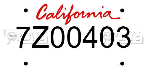 7Z00403 California License Plate