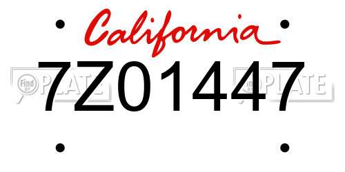 7Z01447 California License Plate