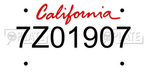 7Z01907 California License Plate