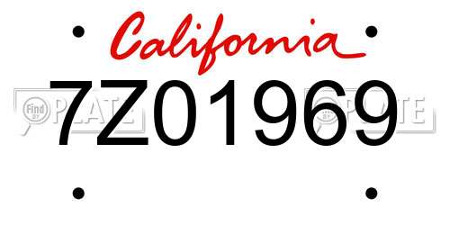 7Z01969 California License Plate