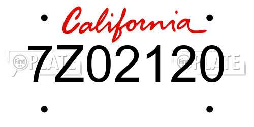 7Z02120 California License Plate
