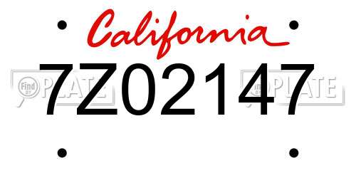 7Z02147 California License Plate