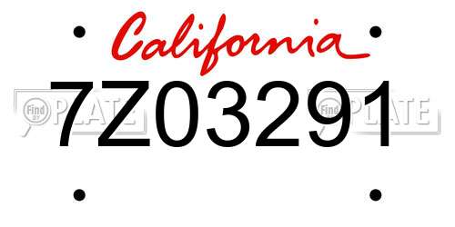 7Z03291 California License Plate