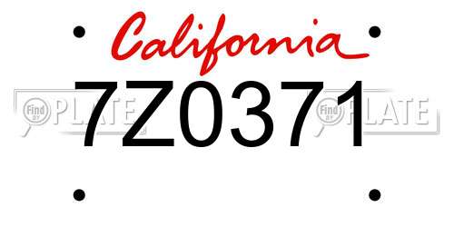 7Z0371 California License Plate