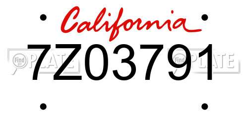 7Z03791 California License Plate