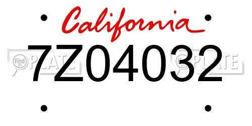 7Z04032 California License Plate