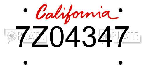 7Z04347 California License Plate