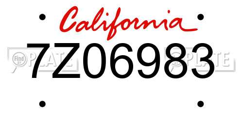 7Z06983 California License Plate