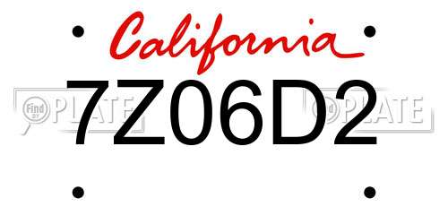 7Z06D2 California License Plate
