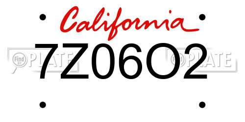 7Z06O2 California License Plate