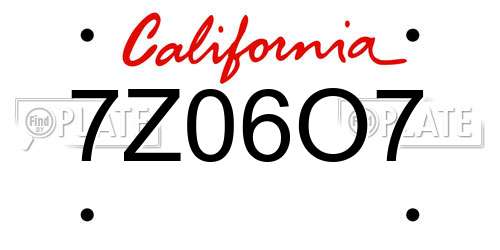 7Z06O7 California License Plate