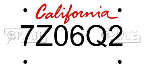 7Z06Q2 California License Plate