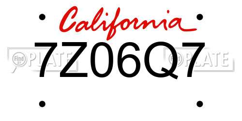 7Z06Q7 California License Plate
