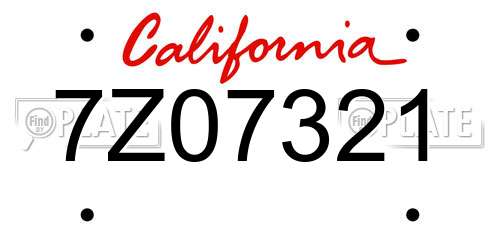 7Z07321 California License Plate