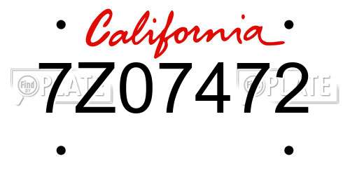 7Z07472 California License Plate