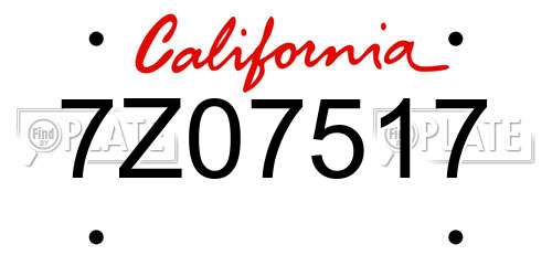 7Z07517 California License Plate