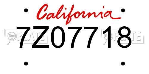 7Z07718 California License Plate