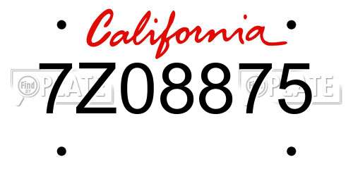 7Z08875 California License Plate