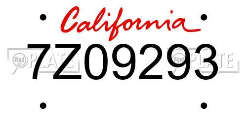 7Z09293 California License Plate