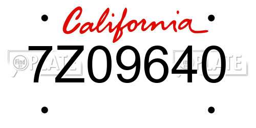 7Z09640 California License Plate