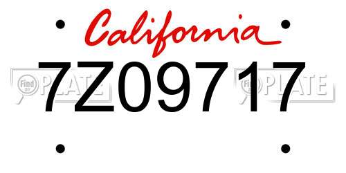 7Z09717 California License Plate