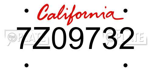 7Z09732 California License Plate