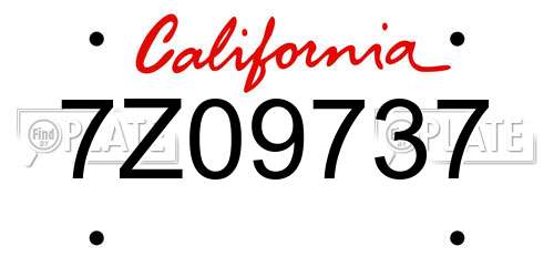7Z09737 California License Plate