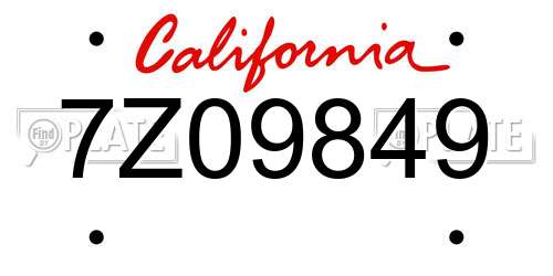 7Z09849 California License Plate