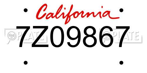 7Z09867 California License Plate
