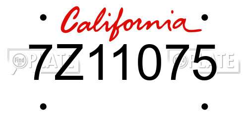 7Z11075 California License Plate