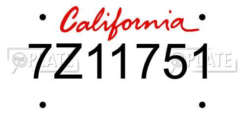 7Z11751 California License Plate