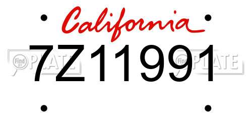 7Z11991 California License Plate