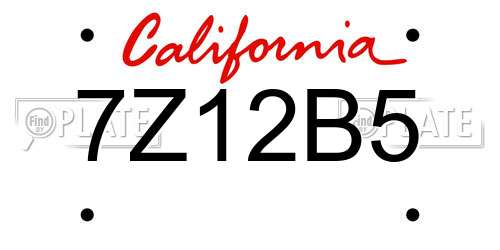 7Z12B5 California License Plate