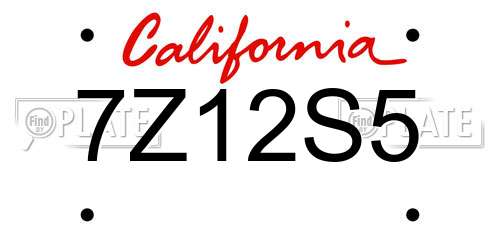 7Z12S5 California License Plate
