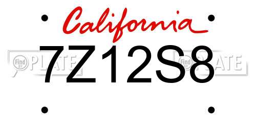 7Z12S8 California License Plate