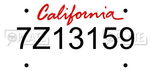 7Z13159 California License Plate
