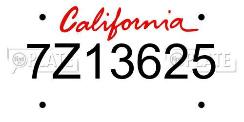 7Z13625 California License Plate
