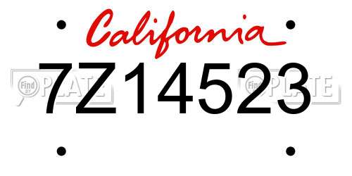 7Z14523 California License Plate