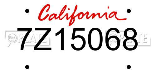 7Z15068 California License Plate
