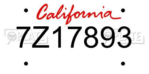 7Z17893 California License Plate