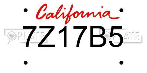 7Z17B5 California License Plate