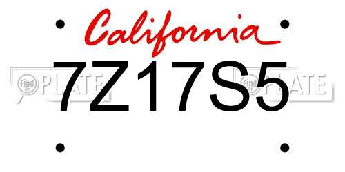 7Z17S5 California License Plate