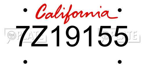 7Z19155 California License Plate